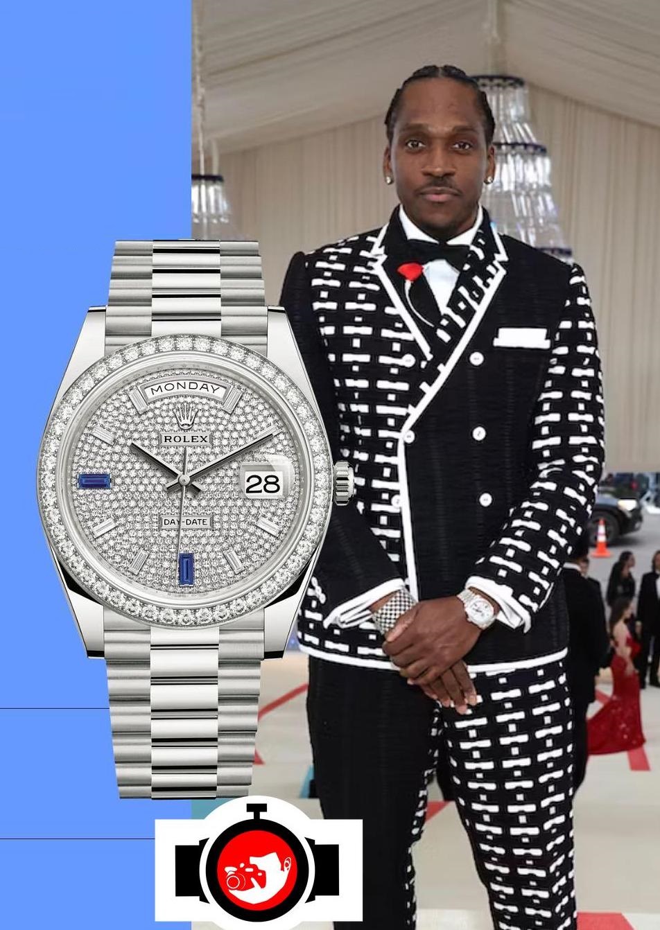 rapper Pusha T spotted wearing a Rolex 228349RBR