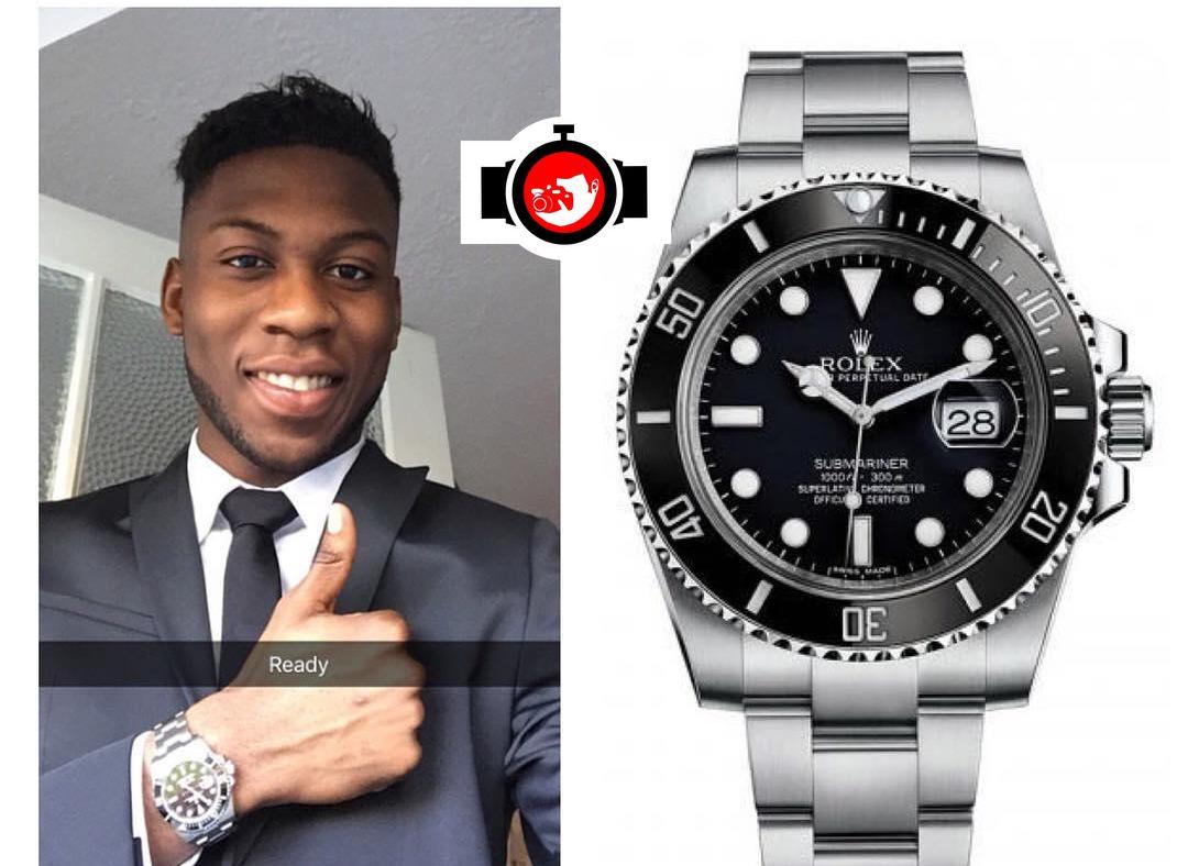 footballer Timothy Fosu-Mensah spotted wearing a Rolex 116610LN