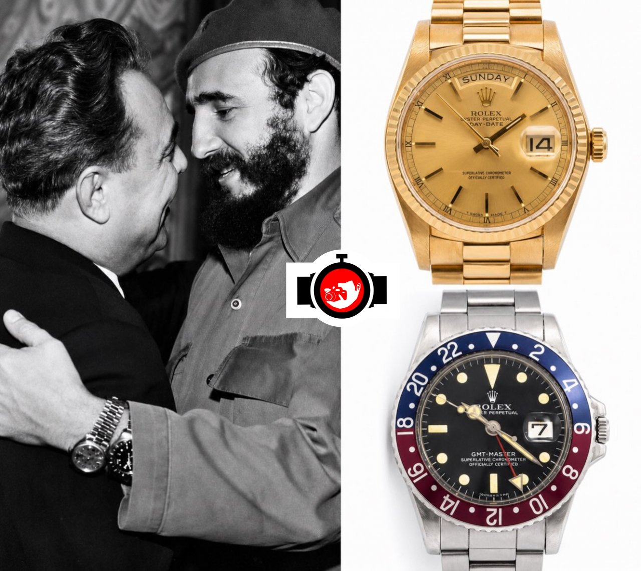 Fidel Castro Spotted Wearing Rolex GMT-Master Ref. 1675 with Iconic Pepsi Bezel