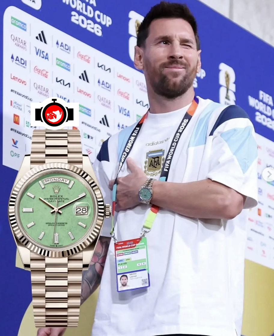 footballer Lionel Messi spotted wearing a Rolex 228235JG