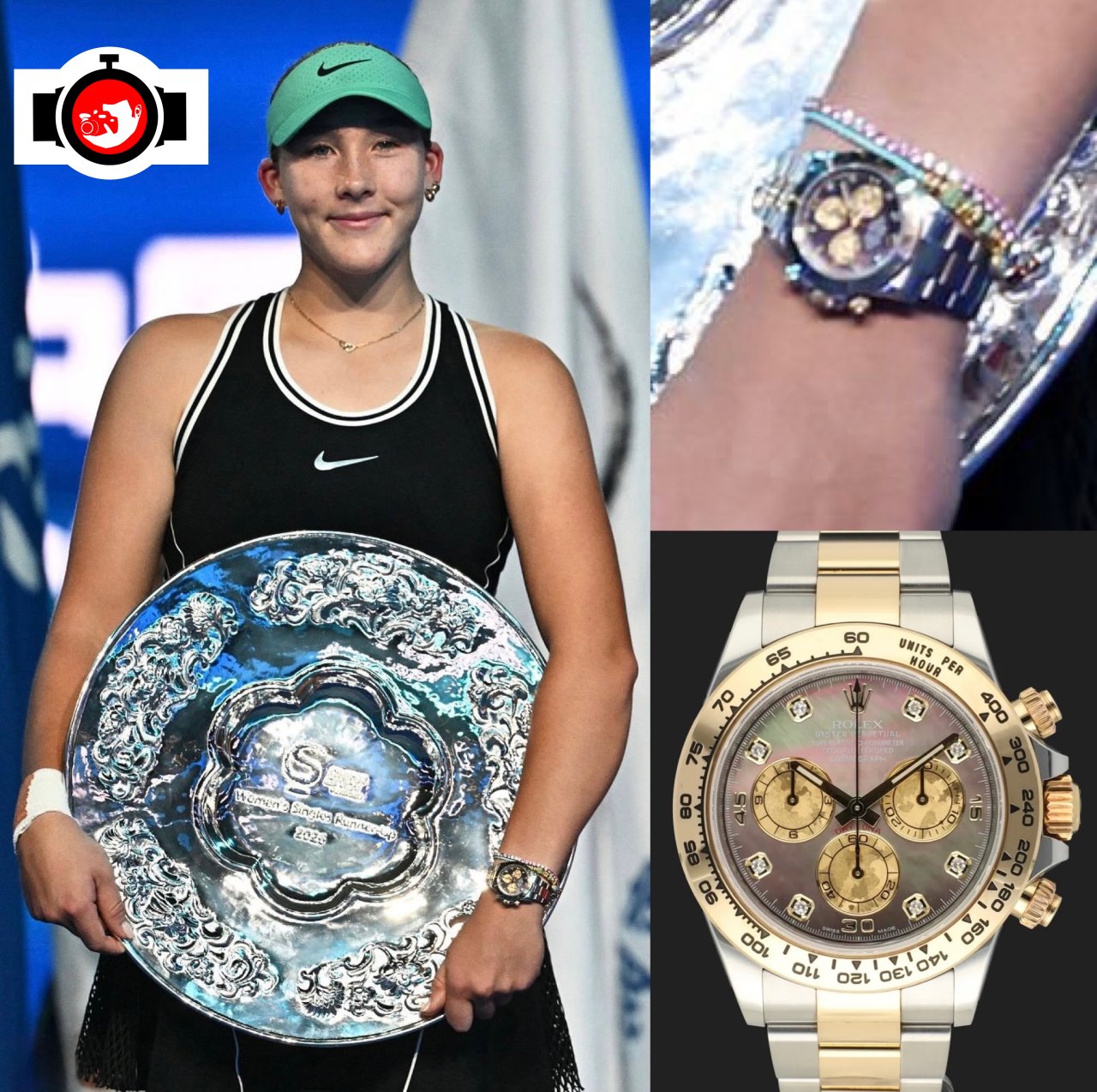 tennis player Mirra Andreeva spotted wearing a Rolex 116503-0009