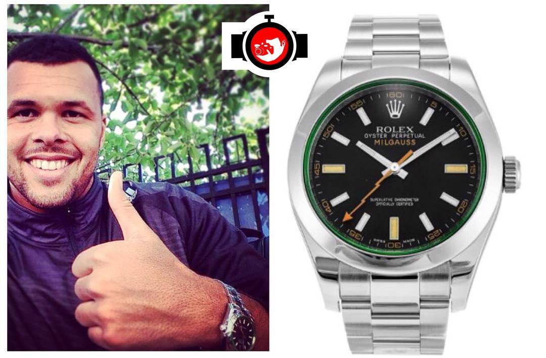 tennis player Jo-Wilfried Tsonga spotted wearing a Rolex 116400