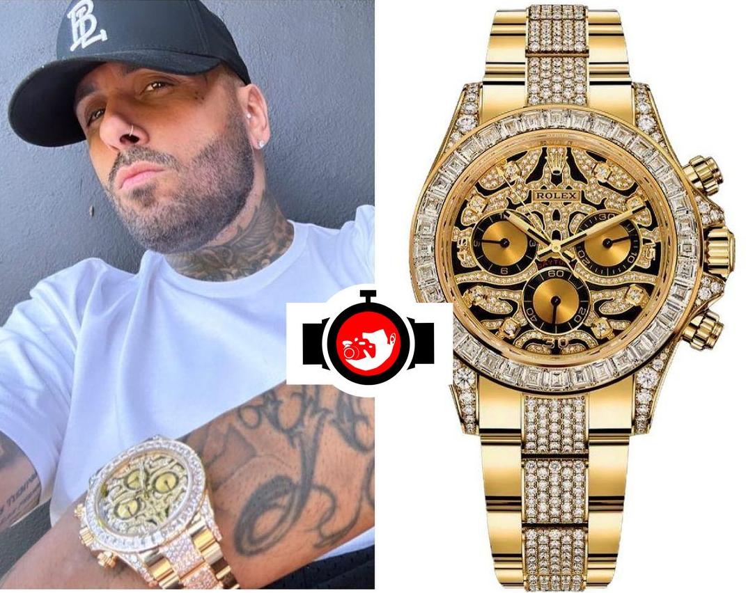 singer Nicky Jam spotted wearing a Rolex 116598TBR