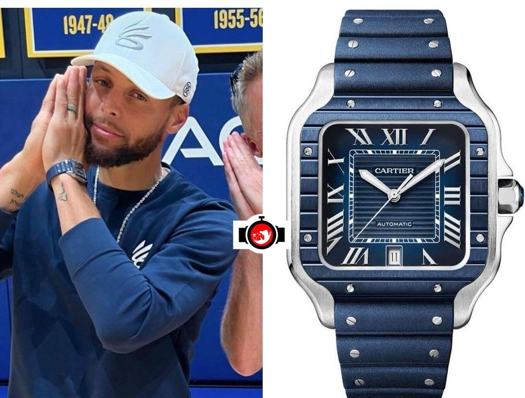 Stephen Curry's Blue PVD Coated Stainless Steel Cartier Santos