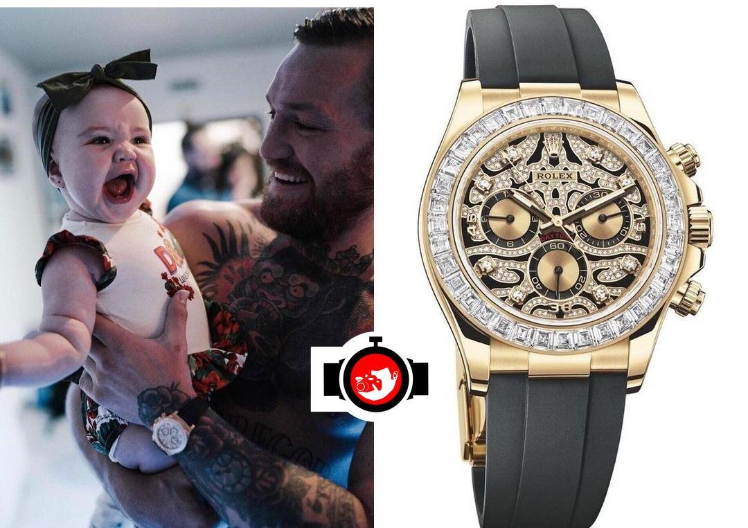 mixed martial artist Conor McGregor spotted wearing a Rolex 116588TBR