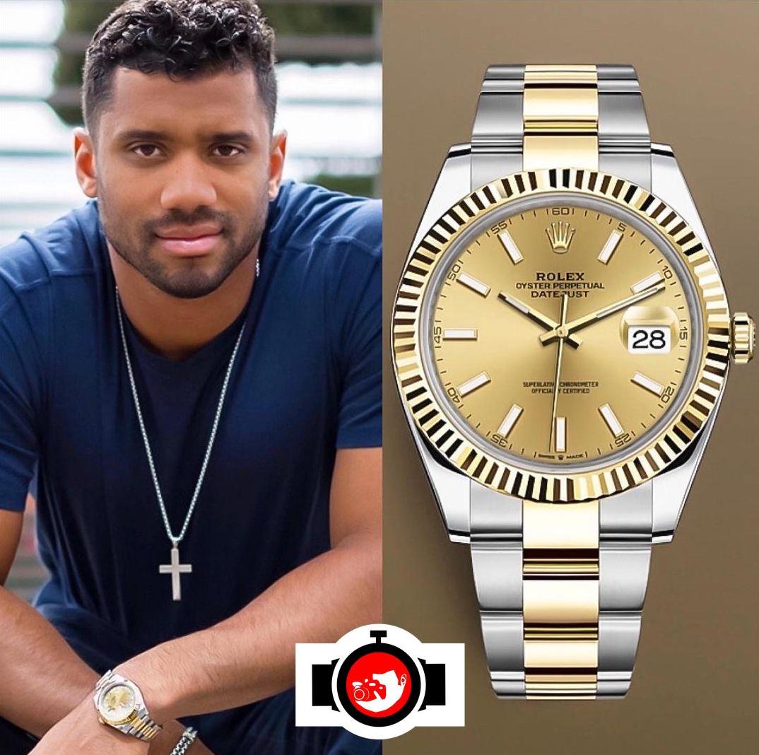 american football player Russell Wilson spotted wearing a Rolex 126333