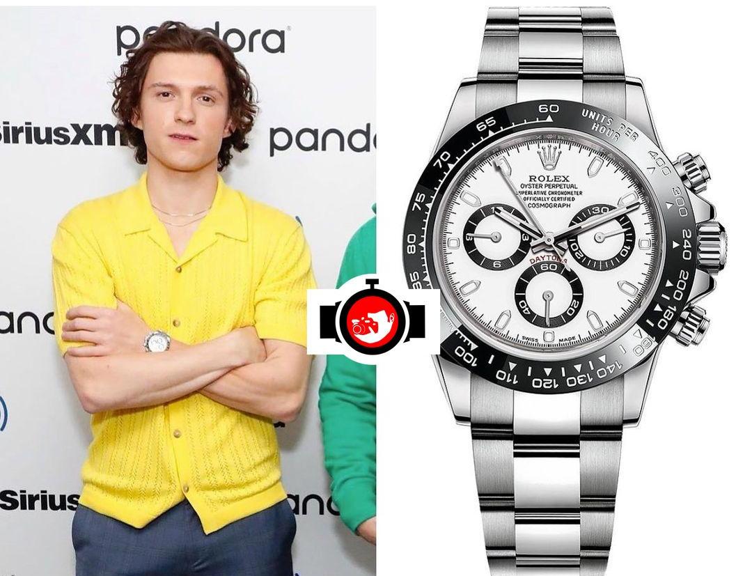 Tom Holland's Impressive Watch Collection: A Closer Look at his Stainless Steel Rolex Daytona 'Panda'.