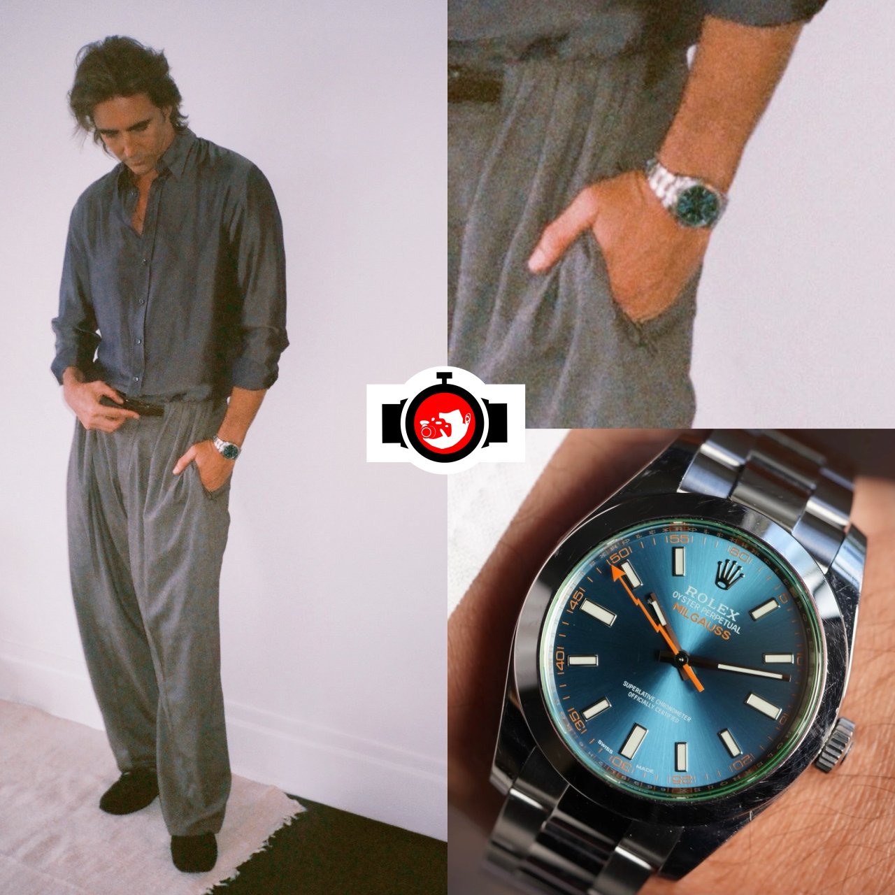 Lee Pace Spotted Wearing Rolex Milgauss Z-Blue with Iconic Green Sapphire Crystal