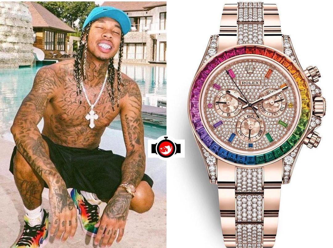 rapper Tyga spotted wearing a Rolex 116595RBOW️