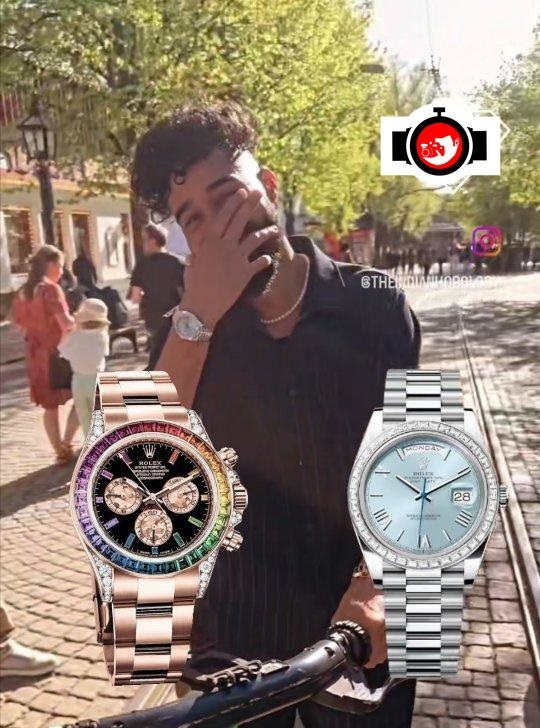 singer AP Dhillon spotted wearing a Rolex 116595RBOW