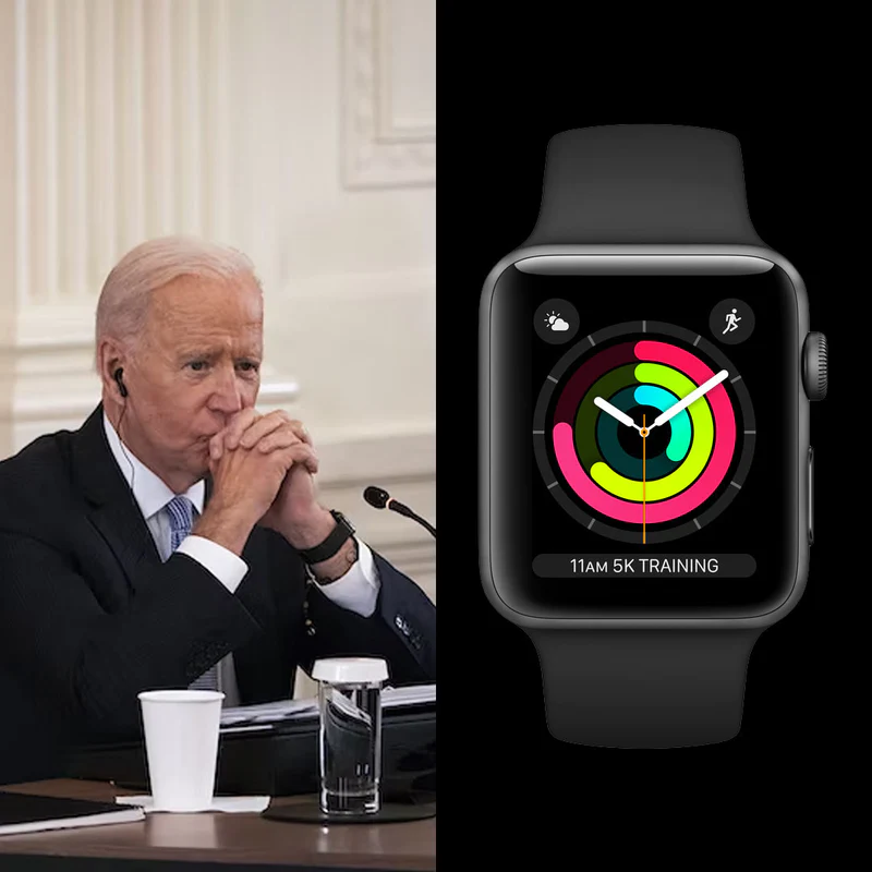 politician Joe Biden spotted wearing a Apple 