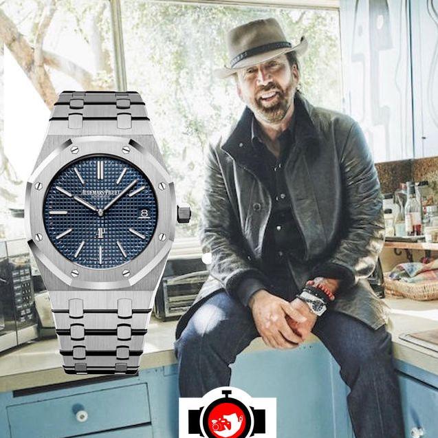 actor Nicolas Cage spotted wearing a Audemars Piguet 15202ST