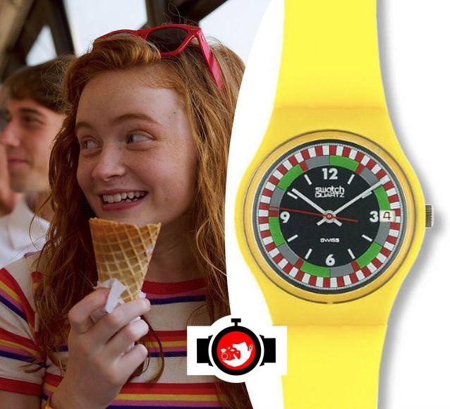 actor Sadie Sink spotted wearing a Swatch GJ400