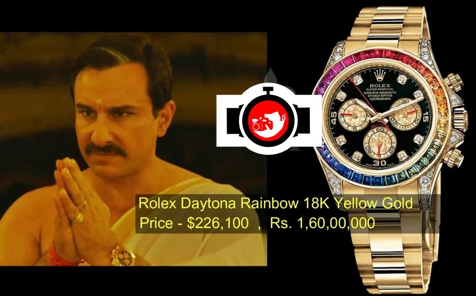 Discover Saif Ali Khan's Exquisite Rolex Daytona Rainbow in 18k Yellow Gold Watch