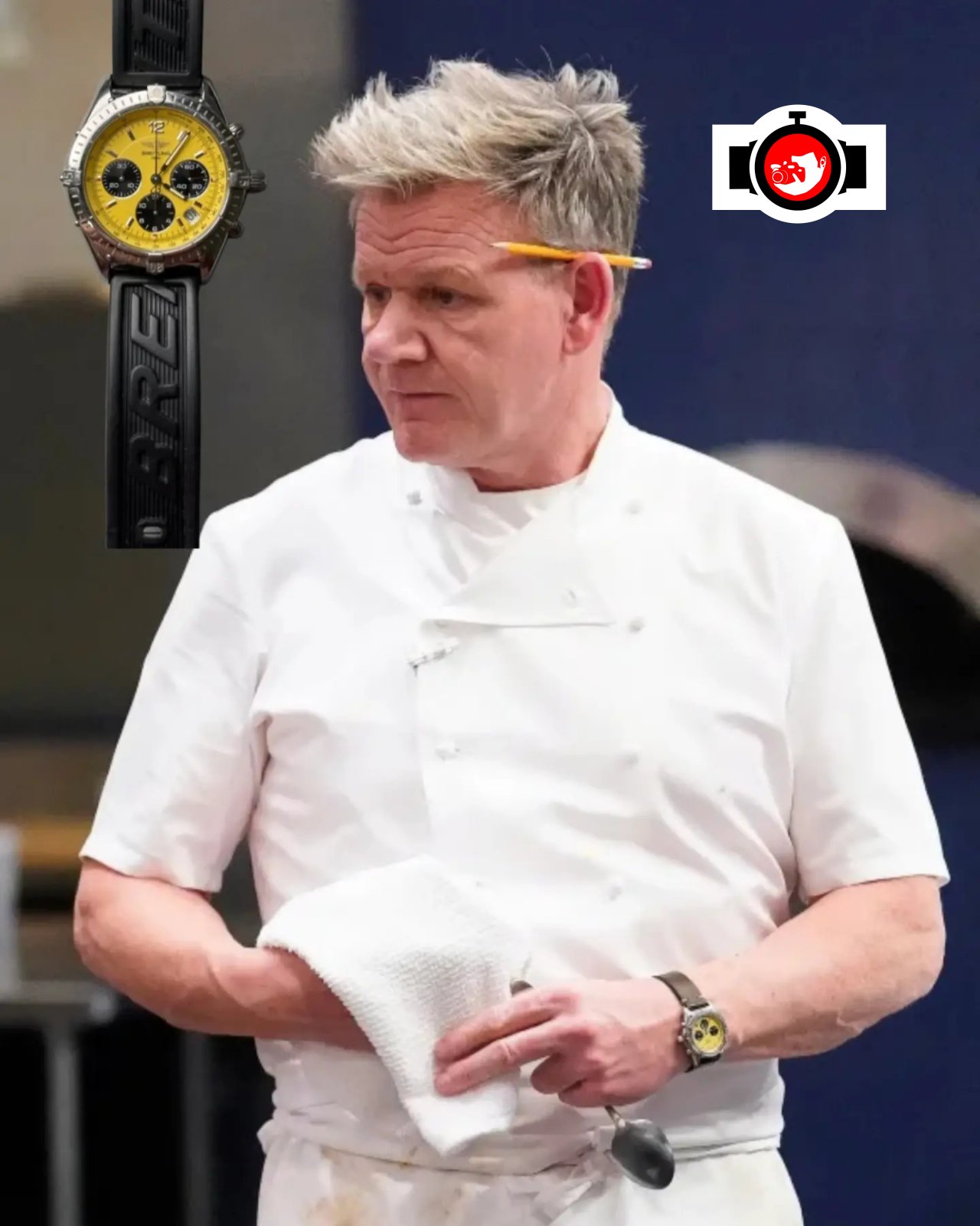 chef Gordon Ramsay spotted wearing a Breitling A13035