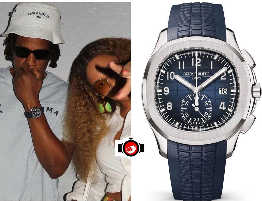Jay-Z's Stunning White Gold Patek Philippe Aquanaut Chronograph with a Blue Dial and Strap