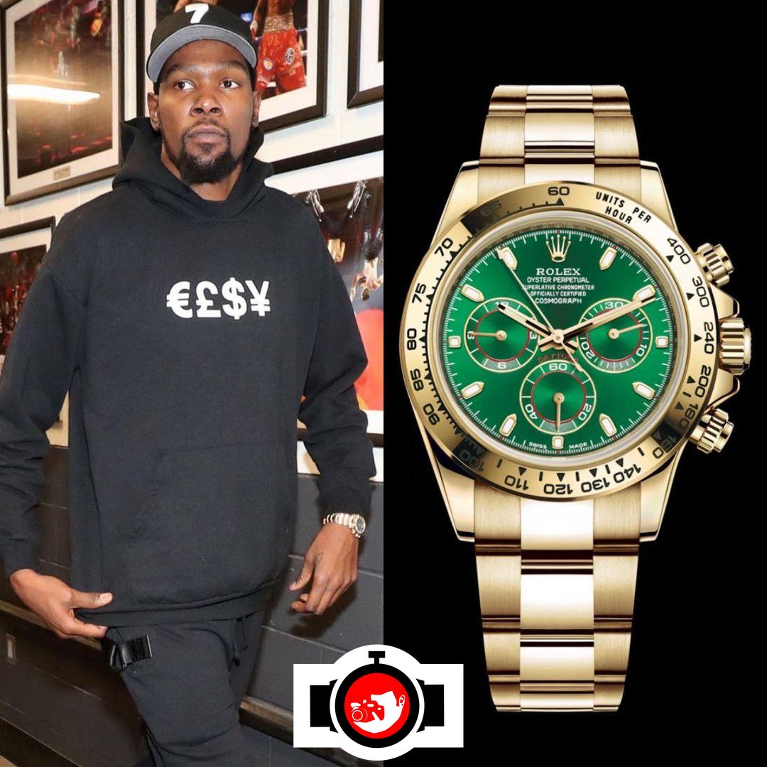 Taking a Look at Kevin Durant's Impeccable Collection: Rolex Cosmograph Daytona 116508 in 18k Yellow Gold with Green Dial