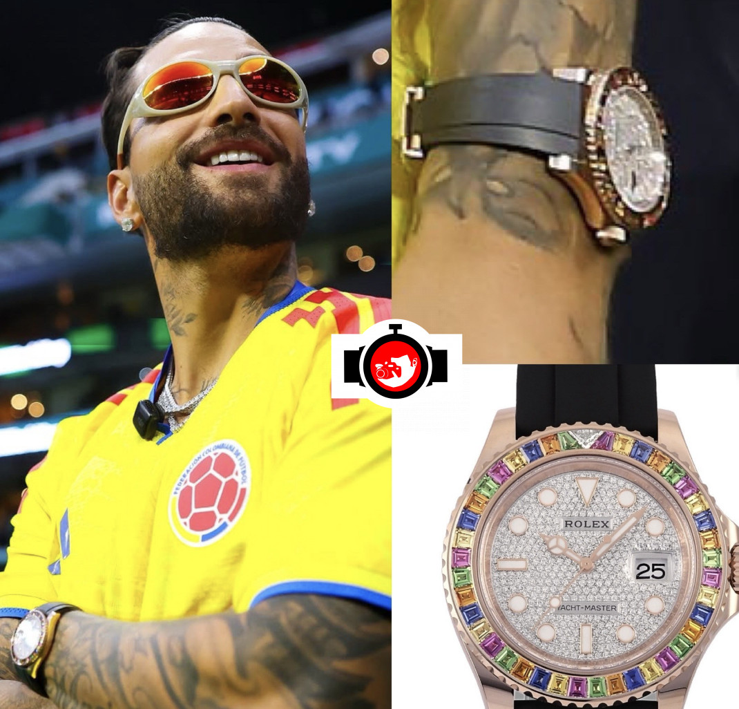 rapper Maluma spotted wearing a Rolex 116695SATS
