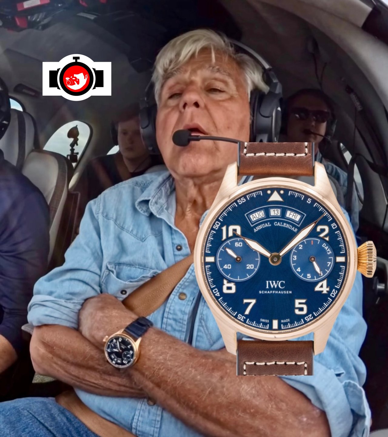 television presenter Jay Leno spotted wearing a IWC IW500908