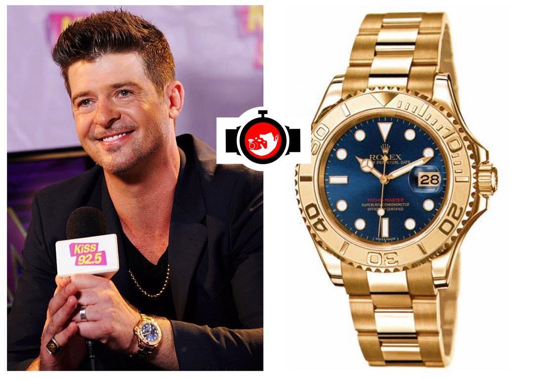 singer Robin Thicke spotted wearing a Rolex 16628