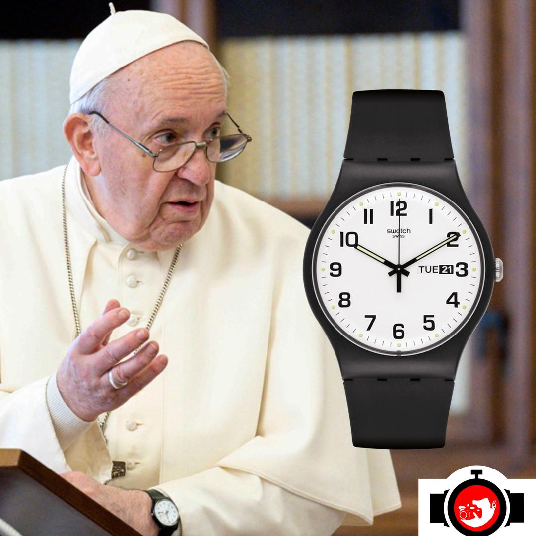 pope Pope Francis spotted wearing a Swatch 