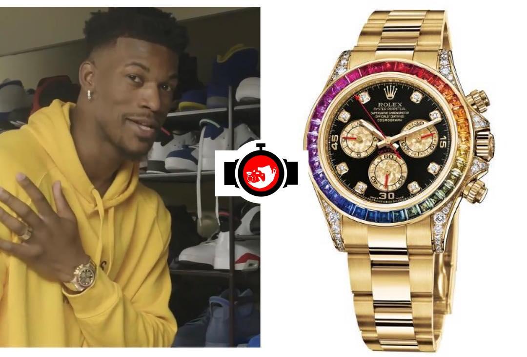 basketball player Jimmy Butler spotted wearing a Rolex 116598RBOW