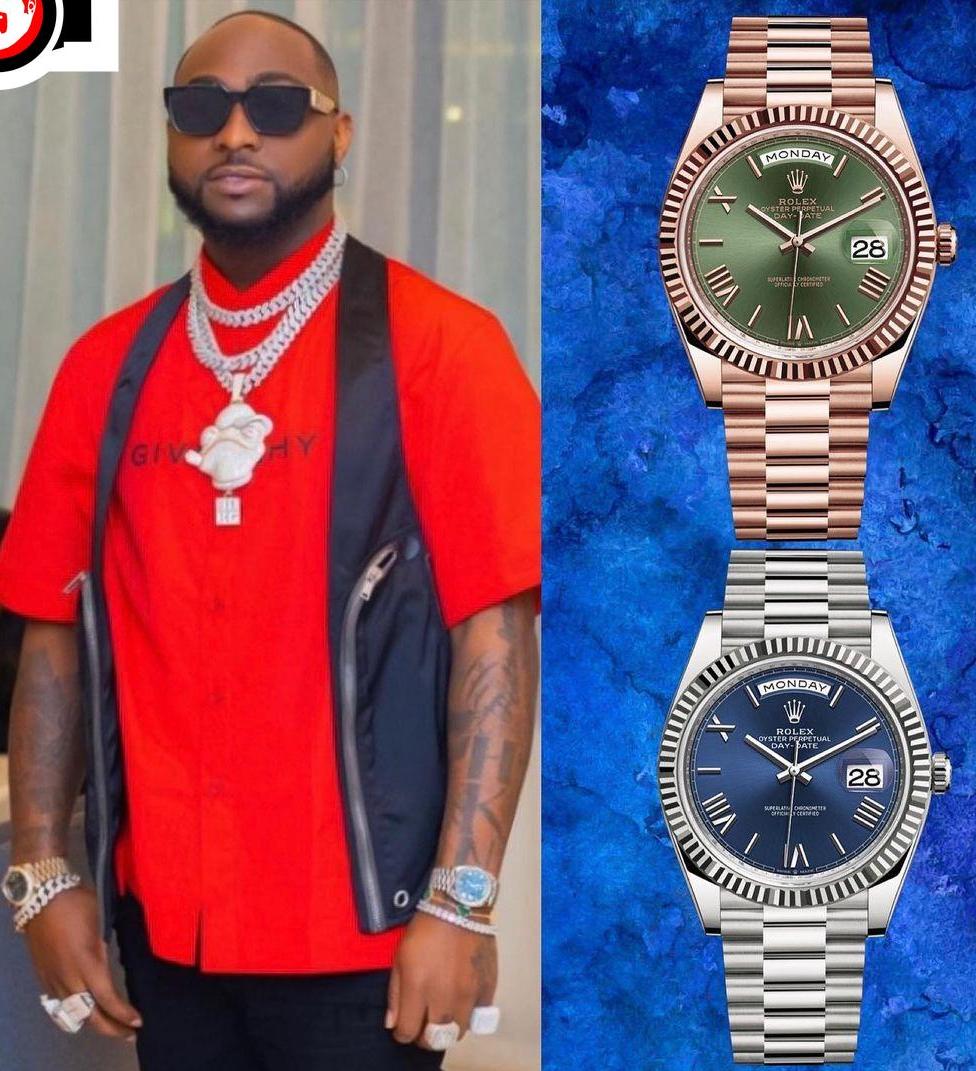 singer Davido spotted wearing a Rolex 228235