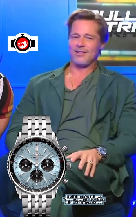 actor Brad Pitt spotted wearing a Breitling AB0138241C1A1