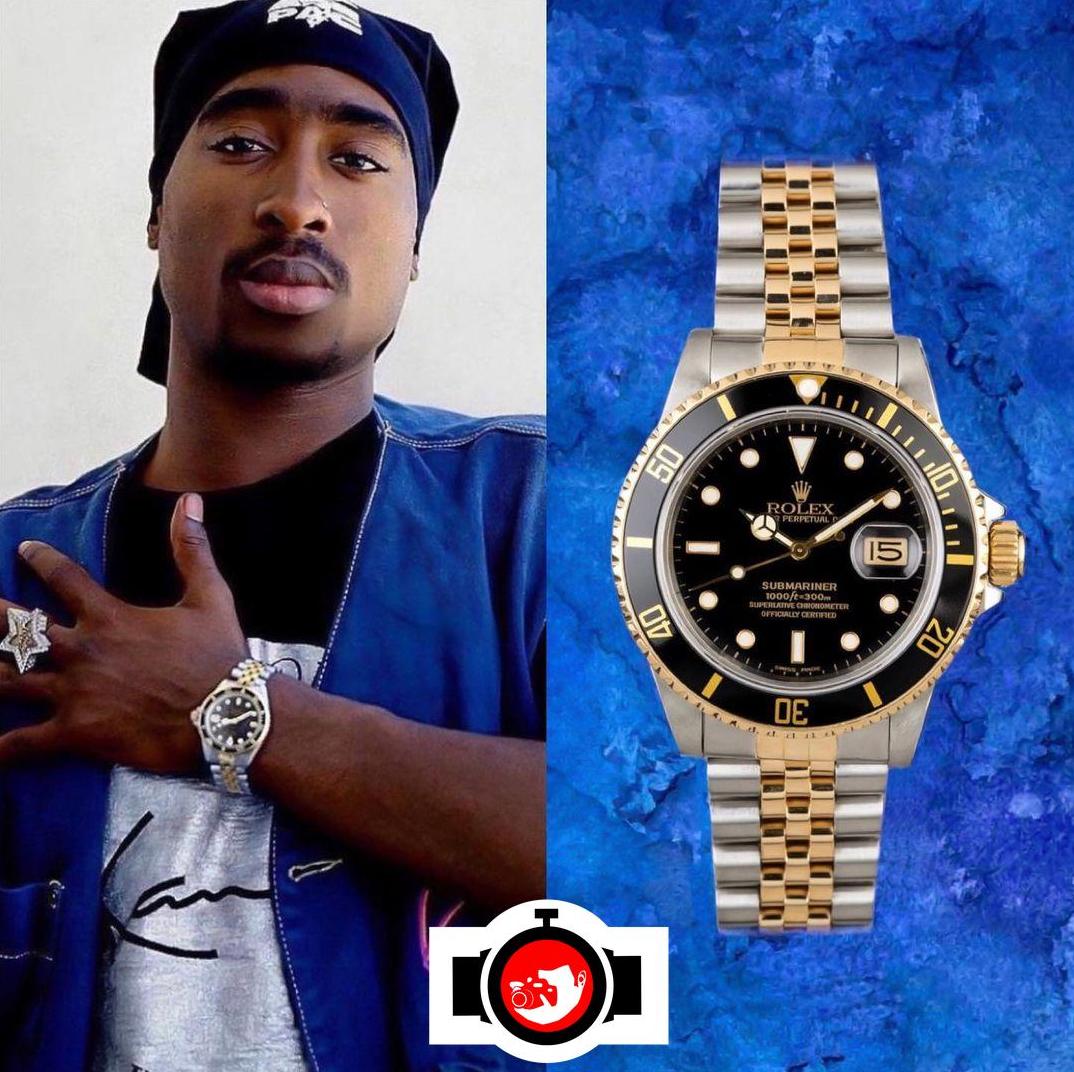 rapper Tupac Shakur 2pac spotted wearing a Rolex 16803
