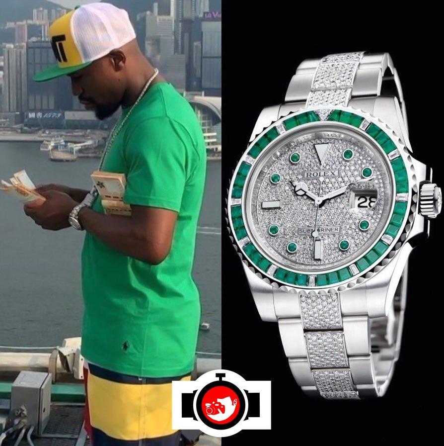 boxer Floyd Mayweather spotted wearing a Rolex 116649EMBR