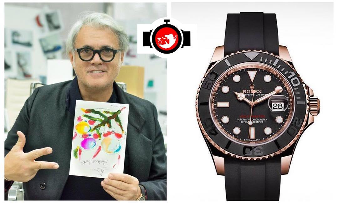 designer Giuseppe Zanotti spotted wearing a Rolex 116655️