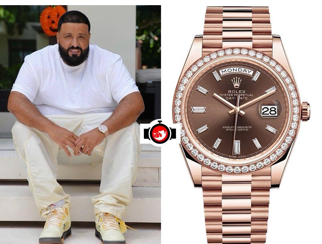 musician DJ Khaled spotted wearing a Rolex 228345RBR
