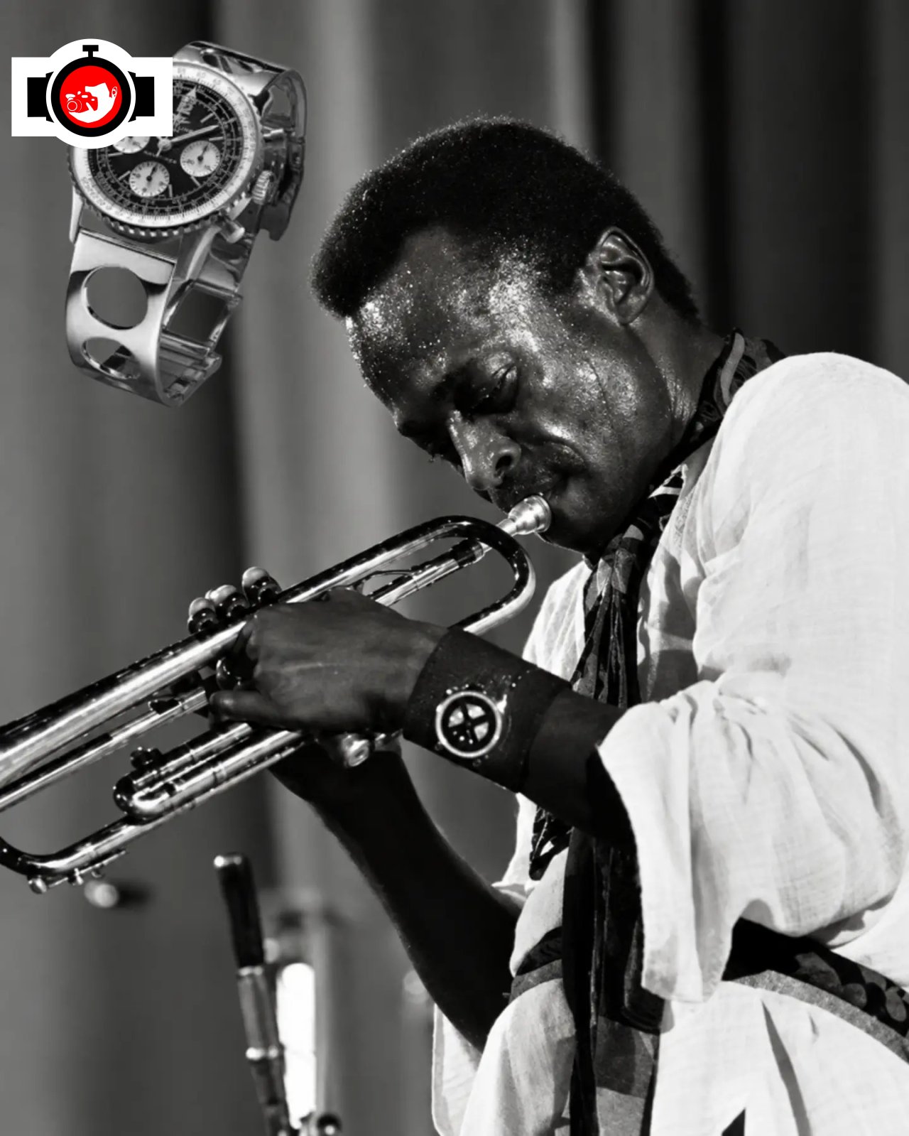musician Miles Davis spotted wearing a Breitling 806