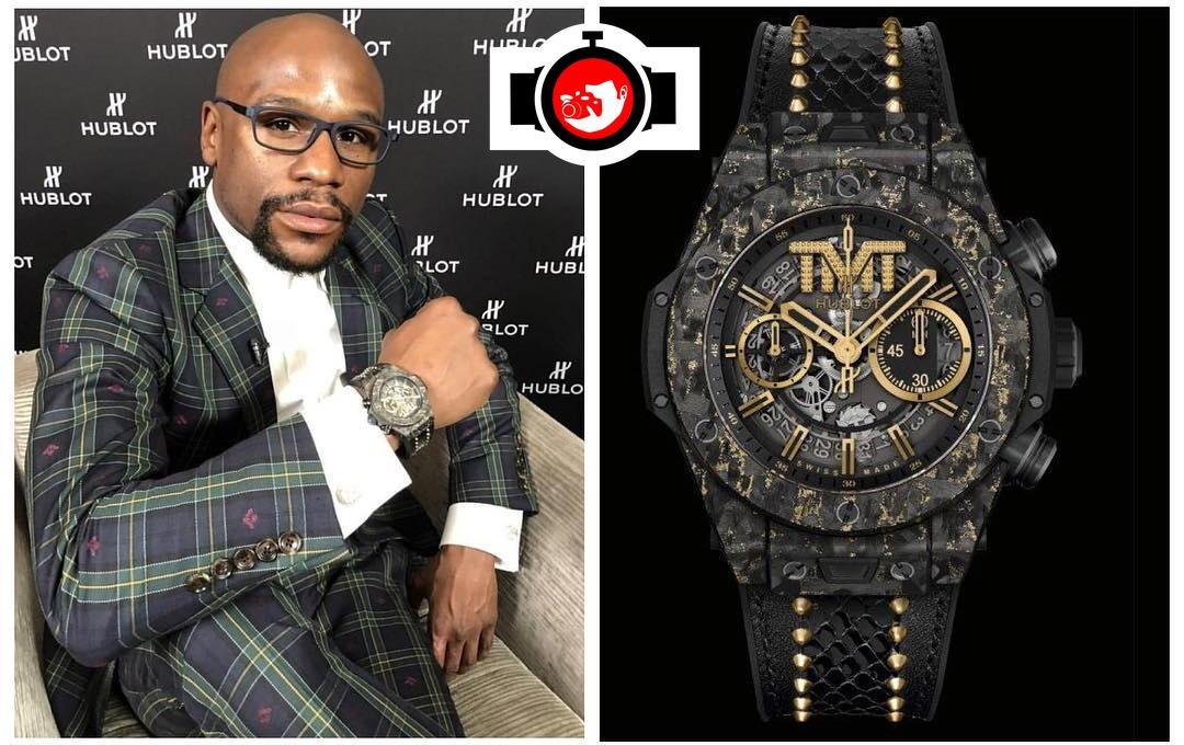 boxer Floyd Mayweather spotted wearing a Hublot 411.QX.1180.PR.TMT18