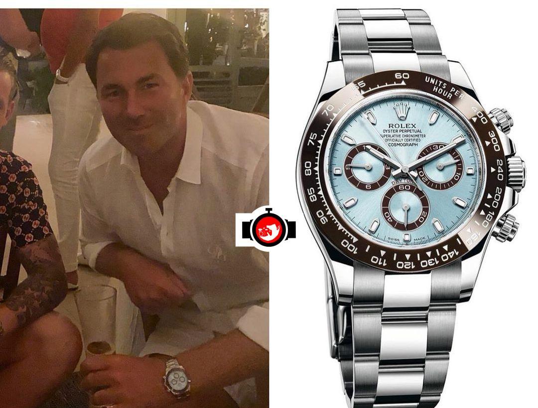 Inside Eddie Hearn's Dazzling Watch Collection: A Look at his Platinum Rolex Daytona with an Ice Blue Dial and a Brown Ceramic Bezel