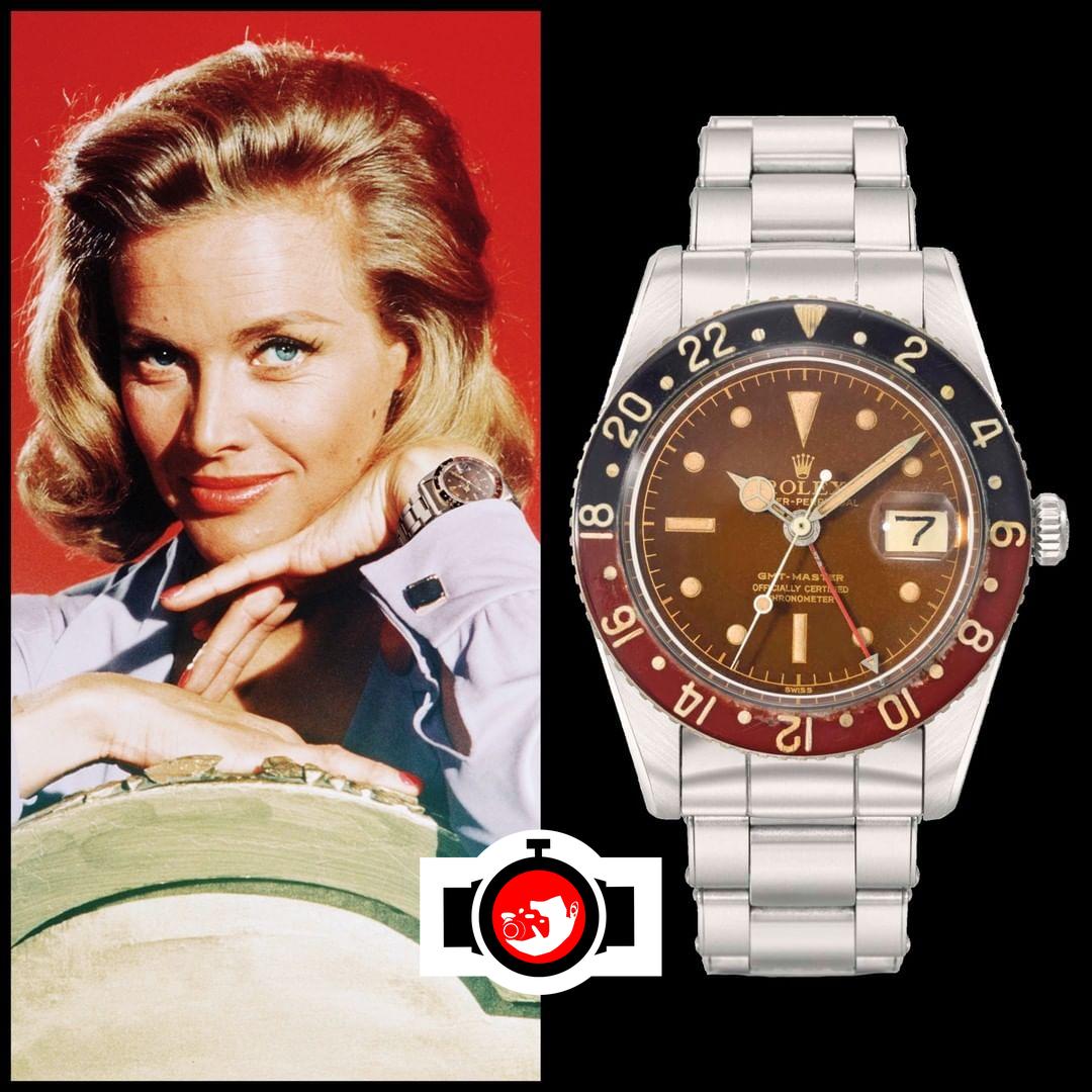 actor Honor Blackman spotted wearing a Rolex 6542