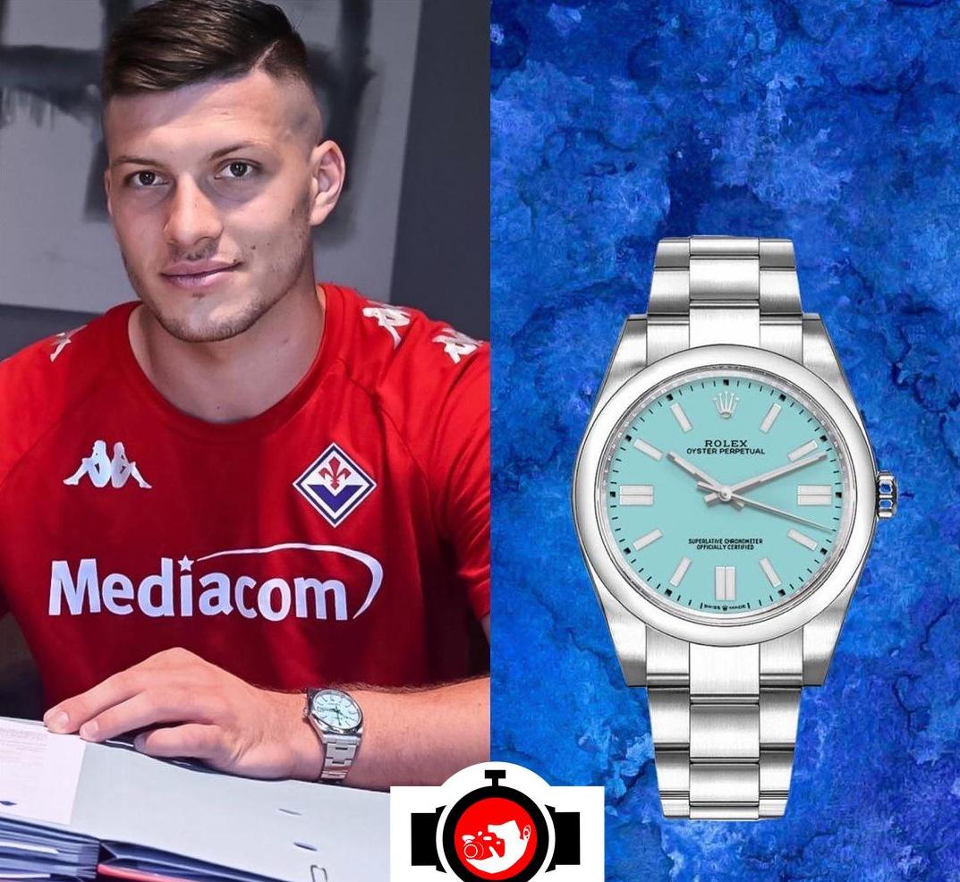 footballer Luka Jovic spotted wearing a Rolex 124300