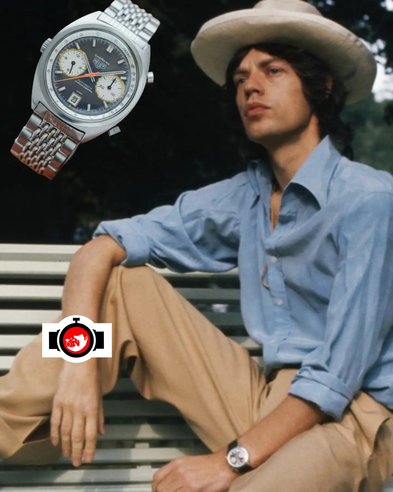 musician Mick Jagger spotted wearing a Tag Heuer 1153