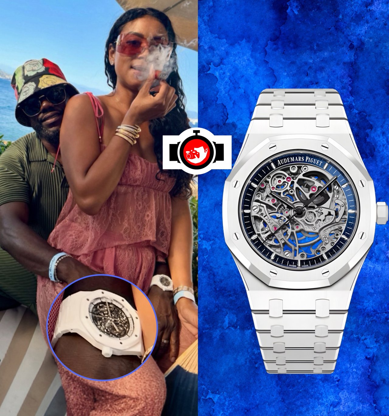 comedian Kevin Hart spotted wearing a Audemars Piguet 15416CB.OO.1225CB.01