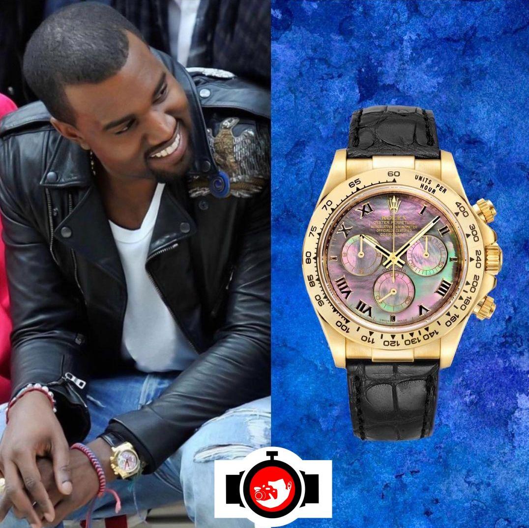 rapper Kanye West spotted wearing a Rolex 116518