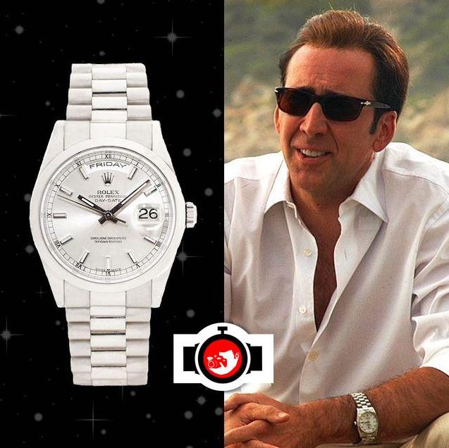 actor Nicolas Cage spotted wearing a Rolex 