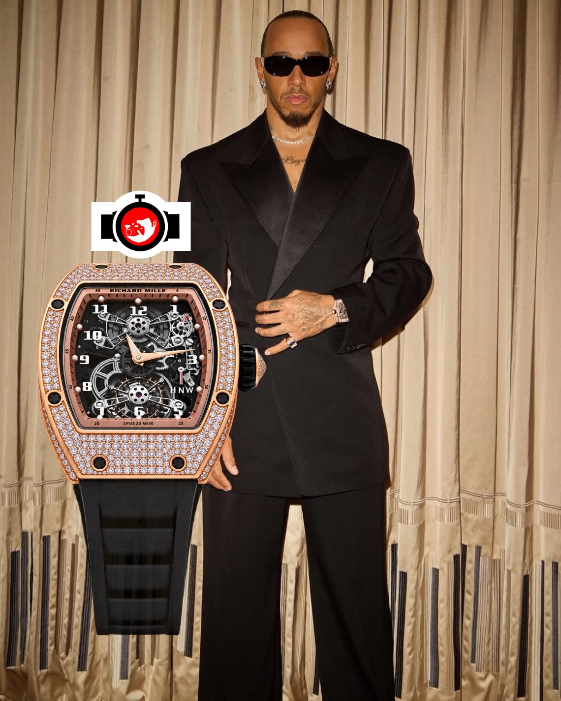 racing driver Lewis Hamilton spotted wearing a Richard Mille RM 17-01
