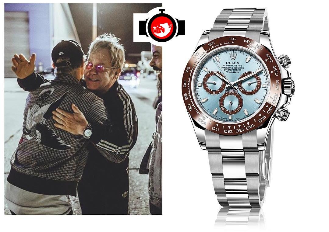 singer Elton John spotted wearing a Rolex 116506
