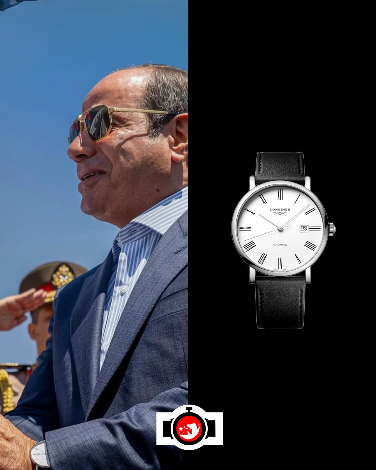 politician Abdel Fattah al-Sisi spotted wearing a Longines L4.921.4