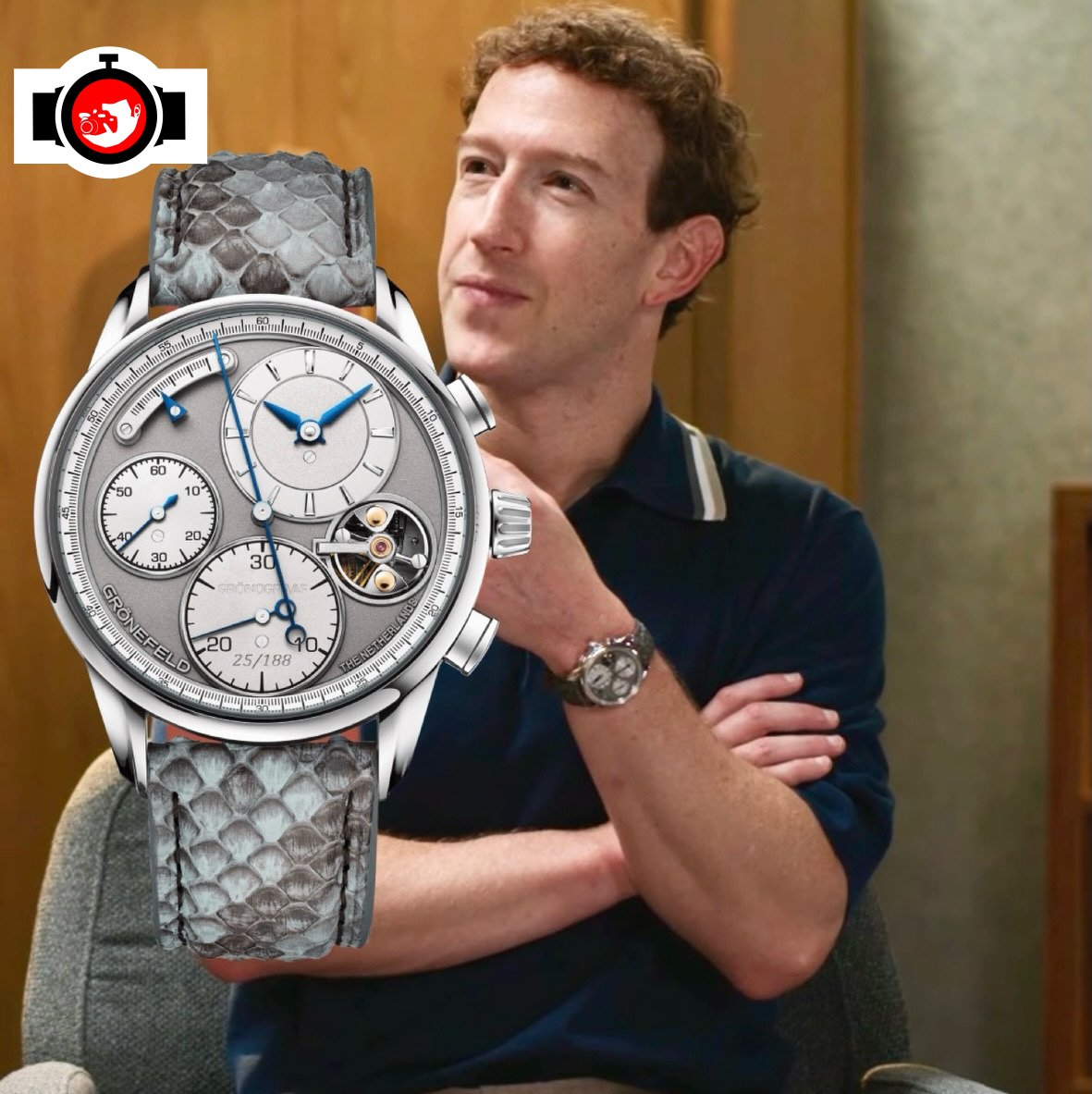 entrepreneur Mark Zuckerberg spotted wearing a Gronefeld 1941 Gronograaf