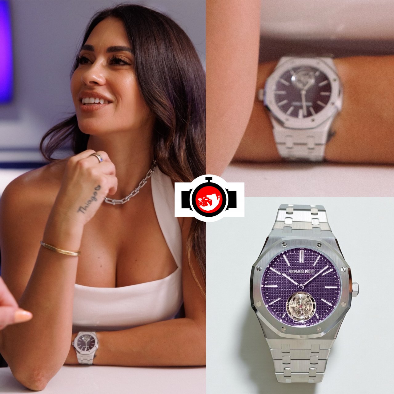 model Antonela Roccuzzo spotted wearing a Audemars Piguet 26660ST