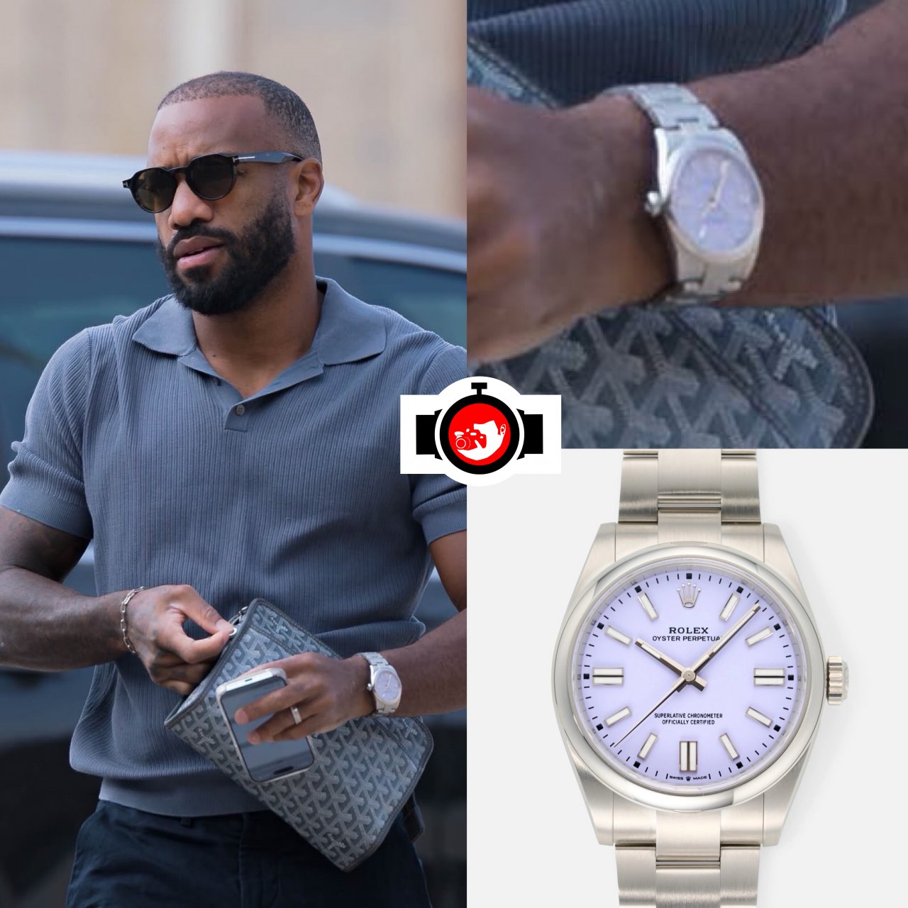 footballer Alexandre Lacazette spotted wearing a Rolex 134300-0012