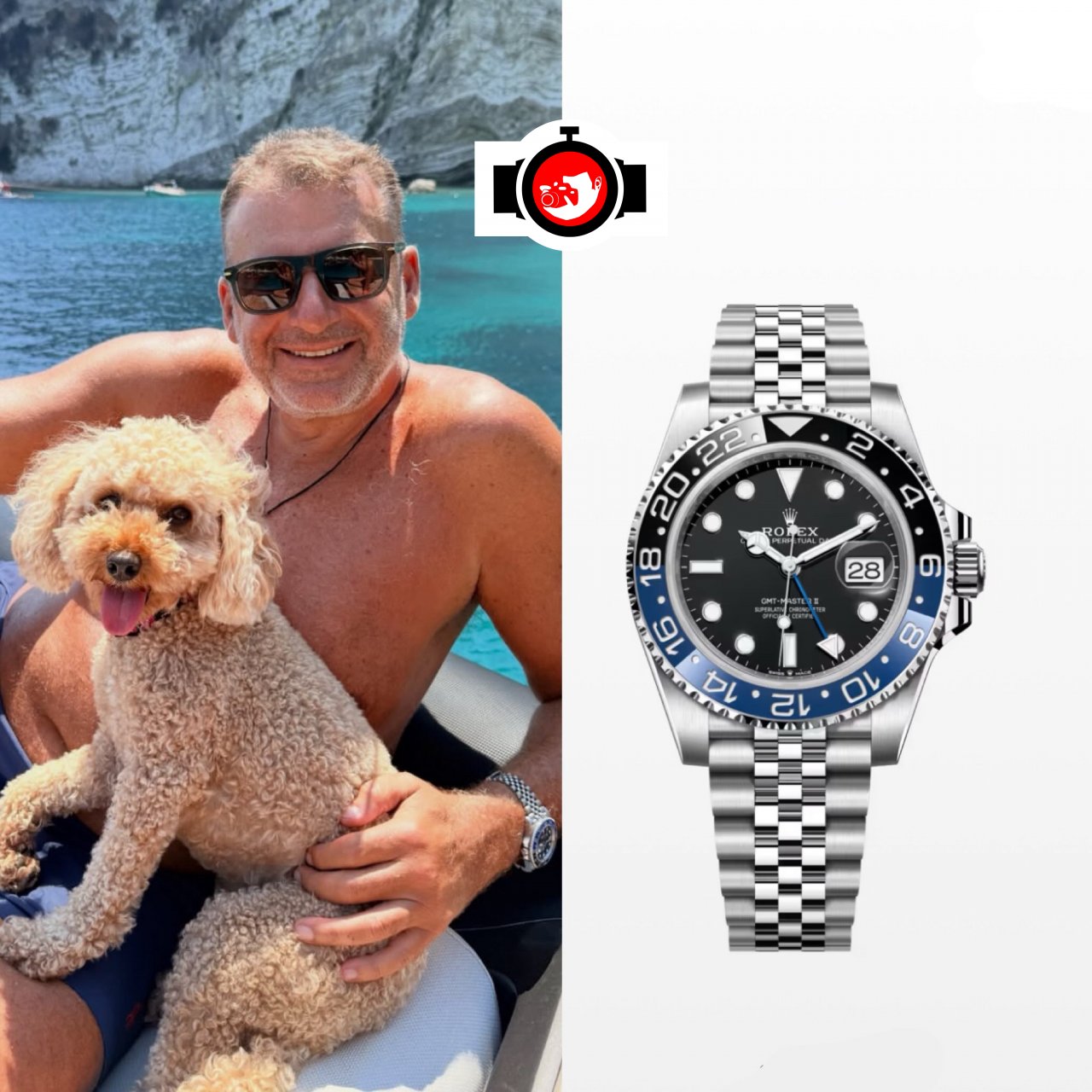 television presenter Giorgos Liagkas spotted wearing a Rolex 126710BLNR