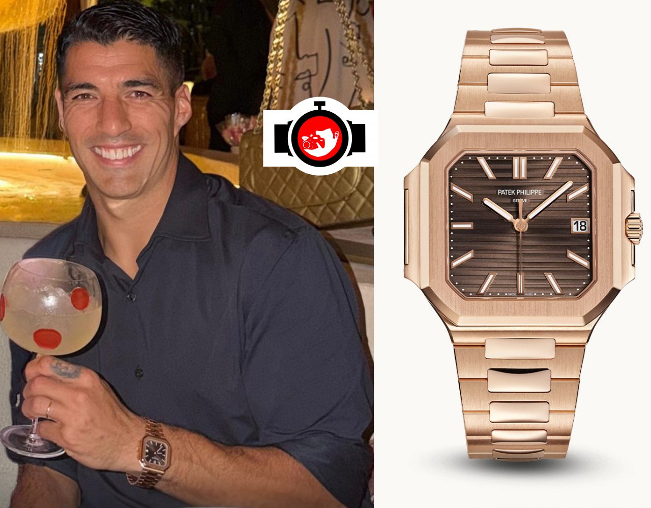 footballer Luis Suárez spotted wearing a Patek Philippe 7128/1R-001