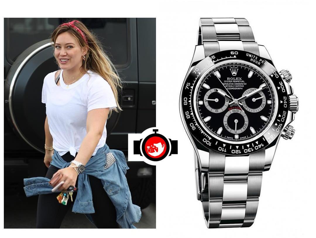 actor Hilary Duff spotted wearing a Rolex 116500